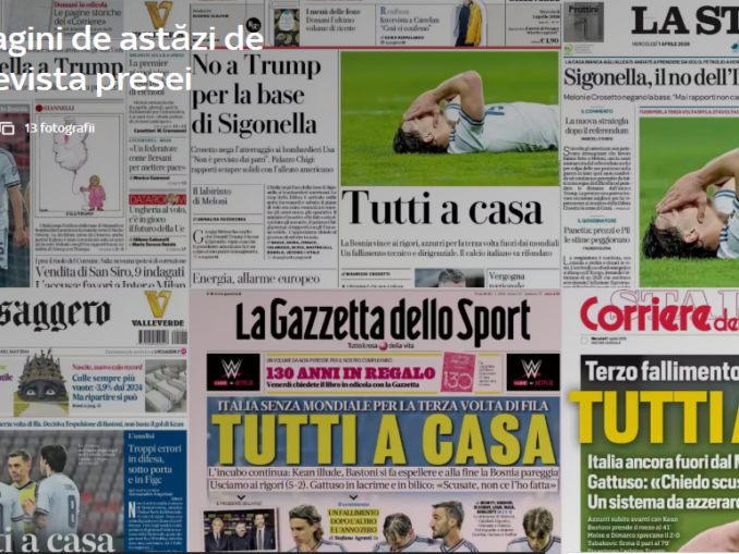Dramă în Italia. Naționala de fotbal ratează a treia calificare la rând la CM de fotbal