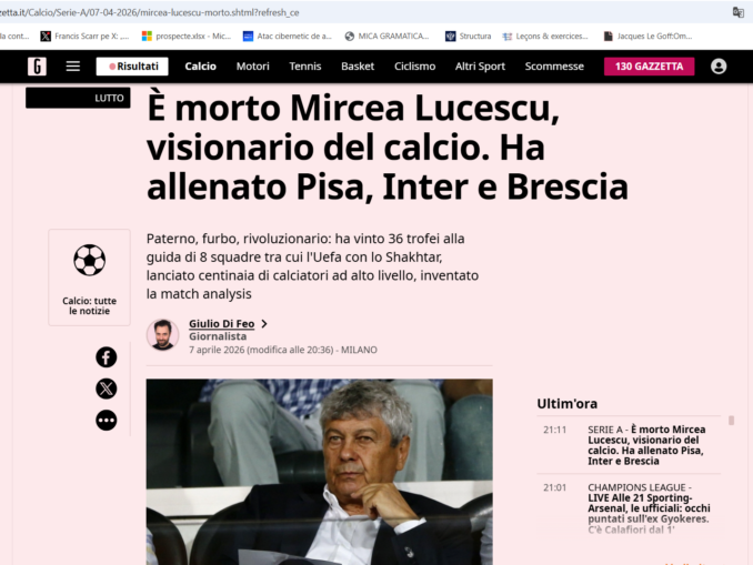 Presa italiană: Mircea Lucescu, Nikola Tesla al fotbalului
