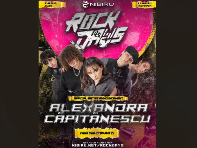 Alexandra Căpitănescu, direct de pe scena Eurovision pe scena ROCK DAYS la NIBIRU  7–8 august 2026 | NIBIRU Arena, Costinești