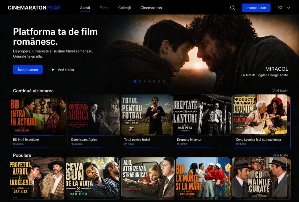 Cinemaraton lansează Cinemaraton Play, platforma de streaming dedicată exclusiv filmului românesc