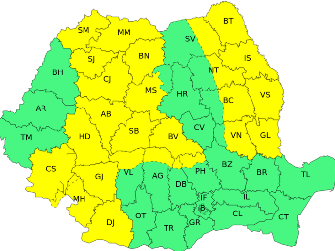Intensificări de vânt în cea mai mare parte a ţării joi şi vineri