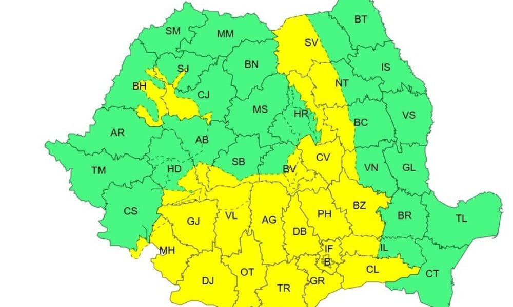 Alertă meteo: Cod galben de vijelii și grindină în jumătate de țară. Cum va fi vremea în București