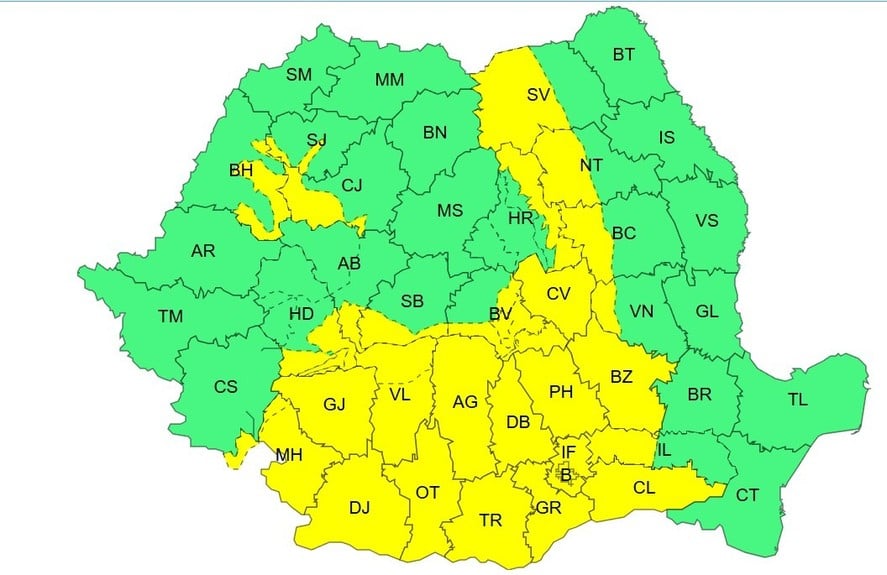 Alertă meteo: Cod galben de vijelii și grindină în jumătate de țară. Cum va fi vremea în București