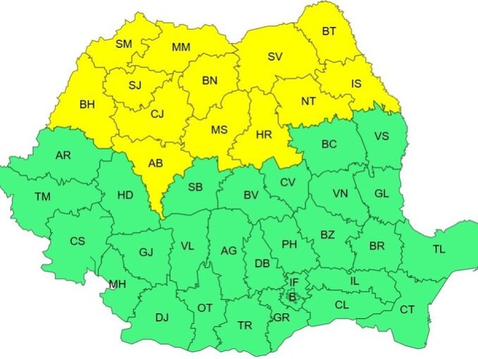 Cod galben de furtuni în Maramureș, Transilvania, Crișana și Moldova