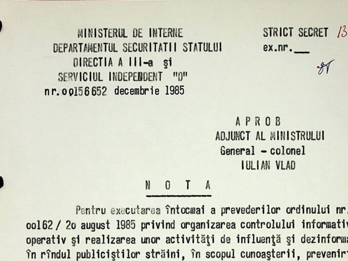 „Urmăriți toți jurnaliștii străini”. Ordinul „Strict secret” al Securității