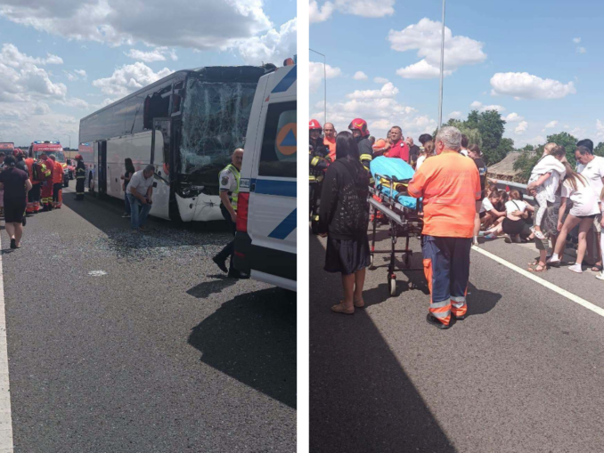 UPDATE FOTO Planul roșu, activat în Călărași. Accident între un camion și un autocar cu 60 de persoane