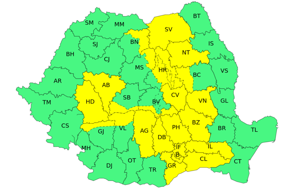 Cod galben de furtuni și vijelii emis de ANM pentru mai multe regiuni ale țării