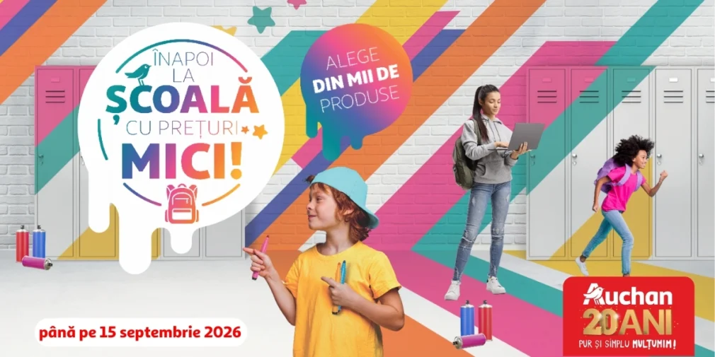 Back to School la Auchan: peste 2.000 de articole pentru școală la prețuri mici, colecții în tendințe și o campanie de reciclare cu reduceri la rechizite