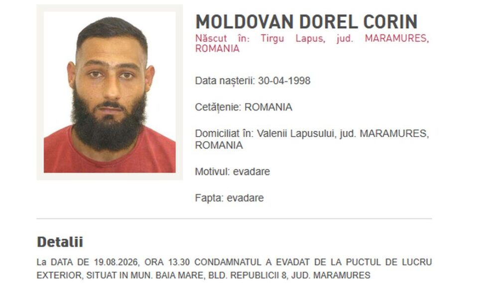 Deținut evadat dintr-un punct de lucru din Baia Mare. Colegii săi: Merge să-și omoare soția
