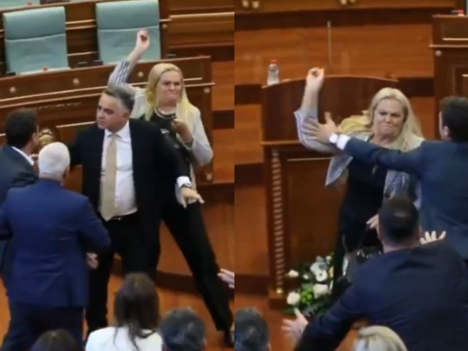 VIDEO Premier interimar, atacat cu ouă în Parlament: „Rușine să vă fie”