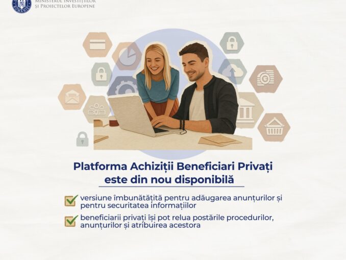 Aplicația de achiziții pentru beneficiarii privați de la Ministerul Investițiilor și Proiectelor Europene, activă din nou