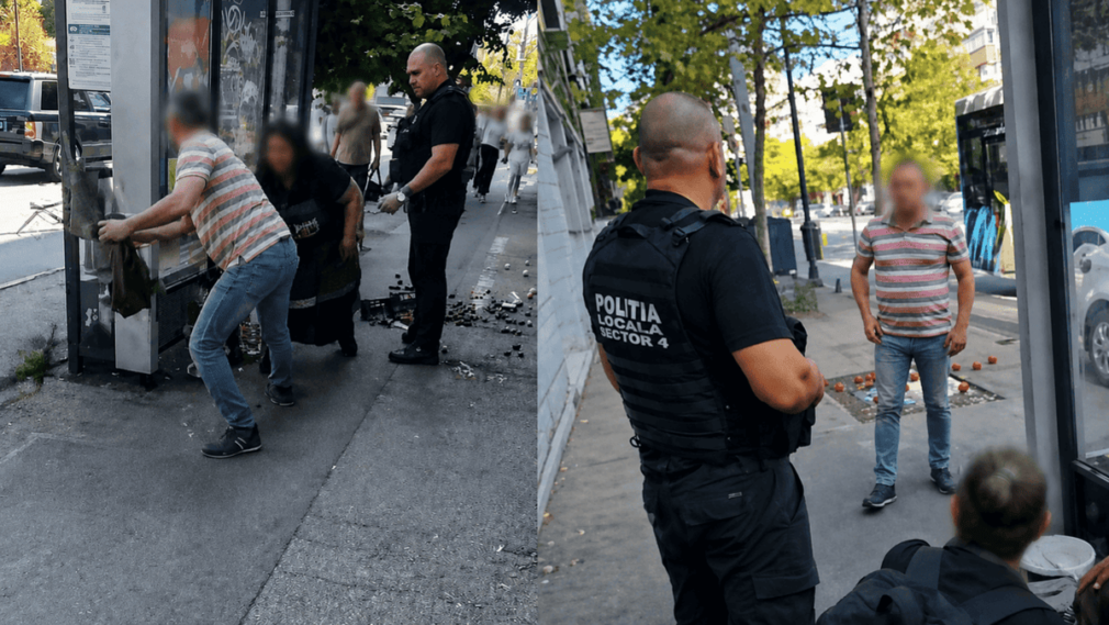 VIDEO. Imagini virale cu o bătrână plângând după „intervenția” unui polițist local din Sectorul 1. Agentul i-a aruncat o parte din marfă și a confiscat restul