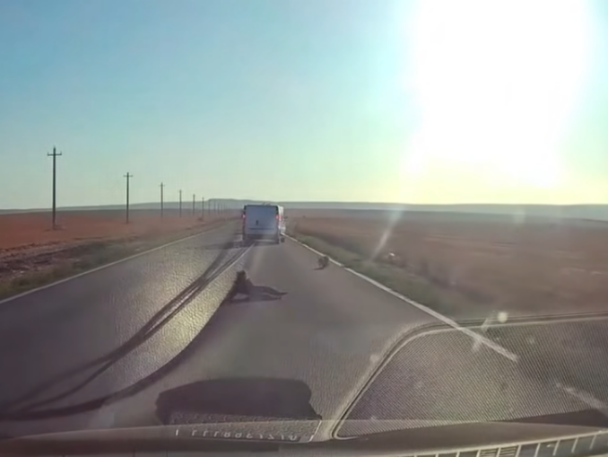 VIDEO Copil căzut dintr-o mașină în mers, în Tulcea. A ajuns în fața unui TIR