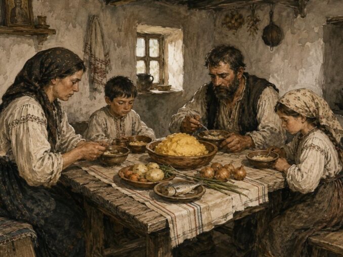 Cum arăta masa țăranului român în 1895. Carnea, doar la sărbători, pâinea „la zilele mari”, iar mămăliga era alimentul de bază