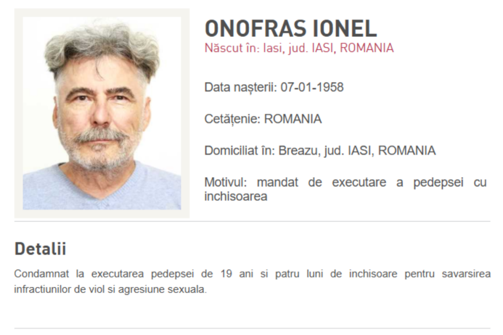 Fost primar al Iașiului, urmărit internațional din categoria Most Wanted, adus în țară din Italia. Condamnat la aproape 20 de ani de închisoare pentru viol