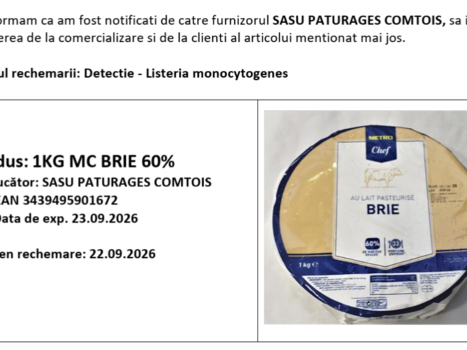 Alertă alimentară în magazinele METRO. Brânză Brie rechemată de urgență din cauza bacteriei Listeria