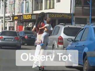 Doi adulți și un copil, pe aceeași trotinetă: amendă de peste 2.000 de lei – VIDEO