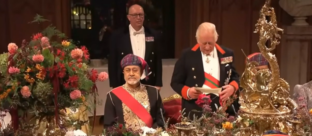VIDEO Sultanul Omanului, primit de Regele Charles la un banchet somptuos la Castelul Windsor