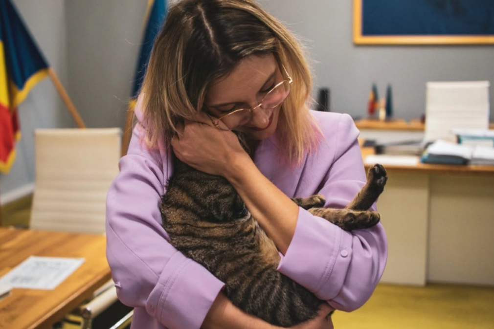 Leia, pisica adoptată de Ministerul Mediului, și-a schimbat casa. Anunțul Dianei Buzoianu