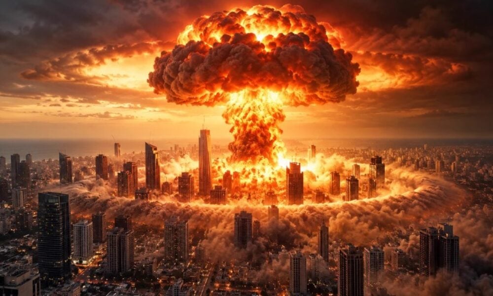 Netanyahu a postat o poză AI cu o explozie nucleară deasupra Tel Avivului și a vorbit despre „pericolul unui al doilea Holocaust”